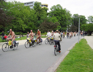 Naked Byciclists in Amsterdam